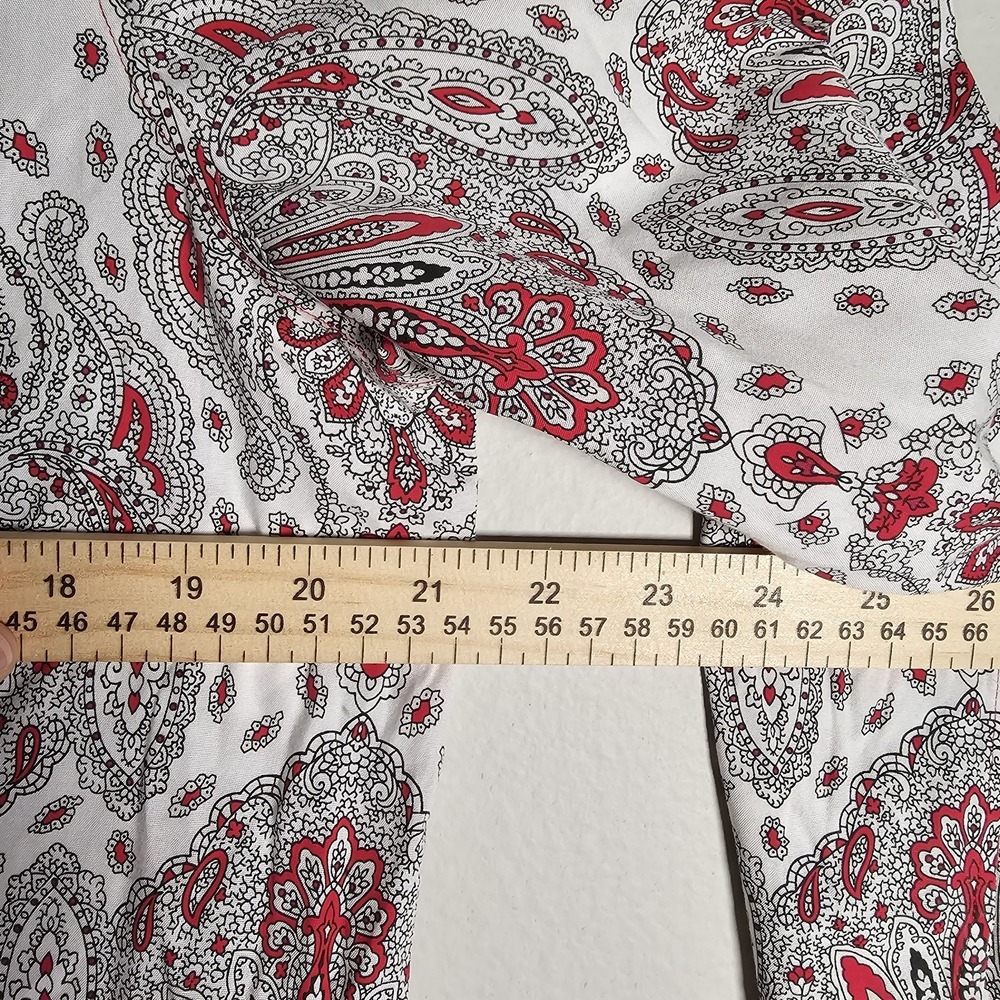 Talbots Shirt Womens 16 White Red Paisley‎ Floral Button Up Long Sleeve Stretch - Picture 6 of 7